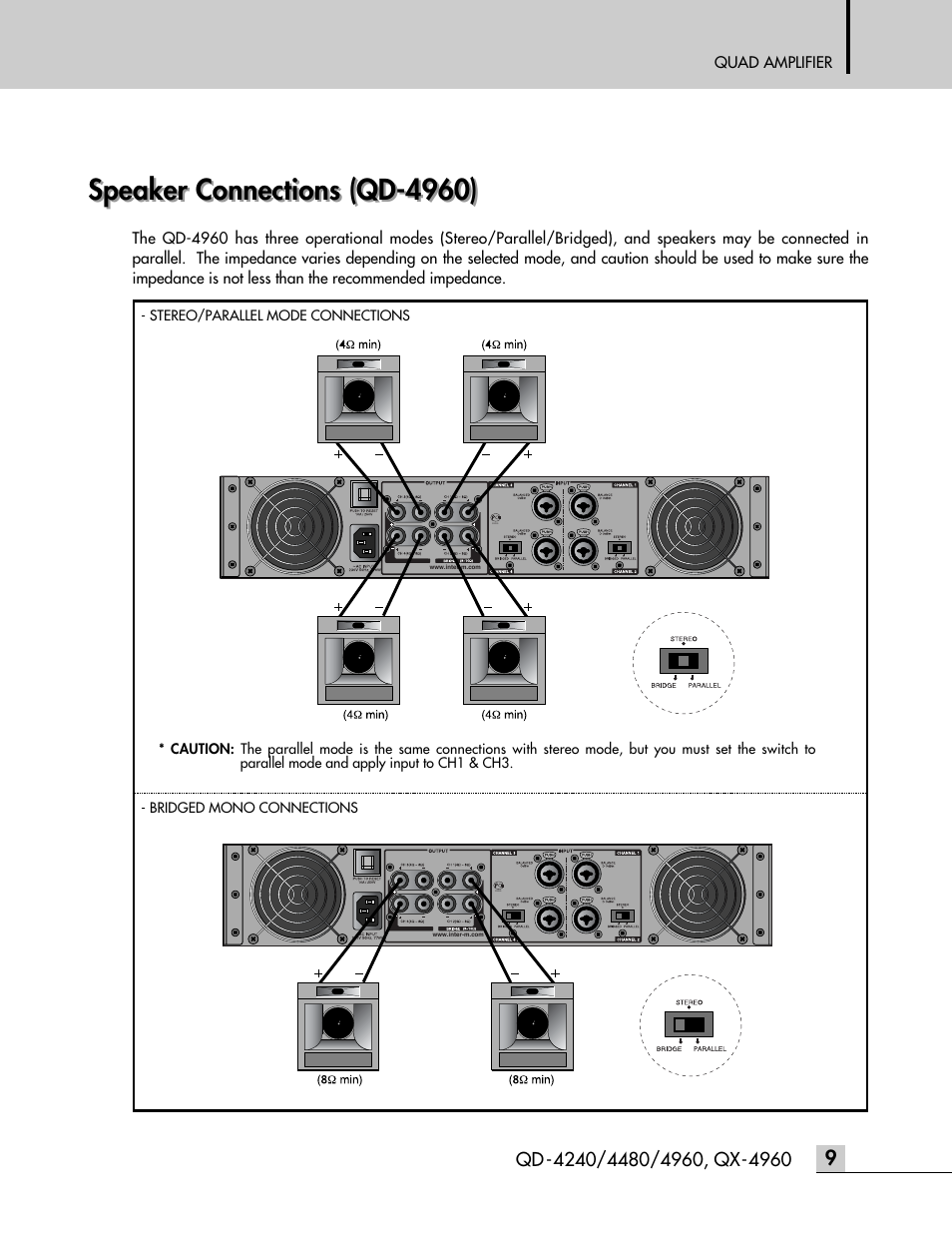 Qd-4960, Speaker connections (qd-4960) | Inter-M QD-4960 User Manual | Page 11 / 26