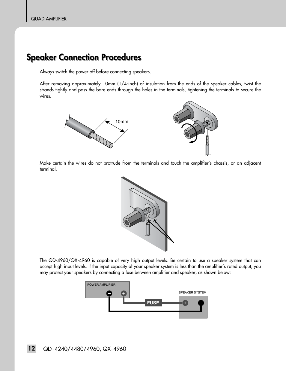 Speaker connection procedures | Inter-M QD-4960 User Manual | Page 14 / 26