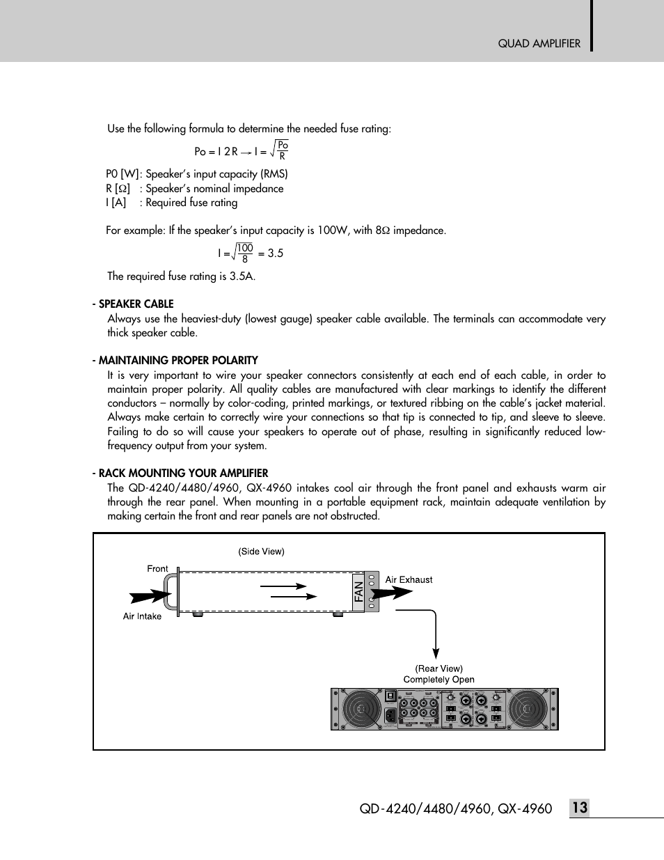Quad amplifier, Po r 100 8, Oc03 | Inter-M QD-4960 User Manual | Page 15 / 26