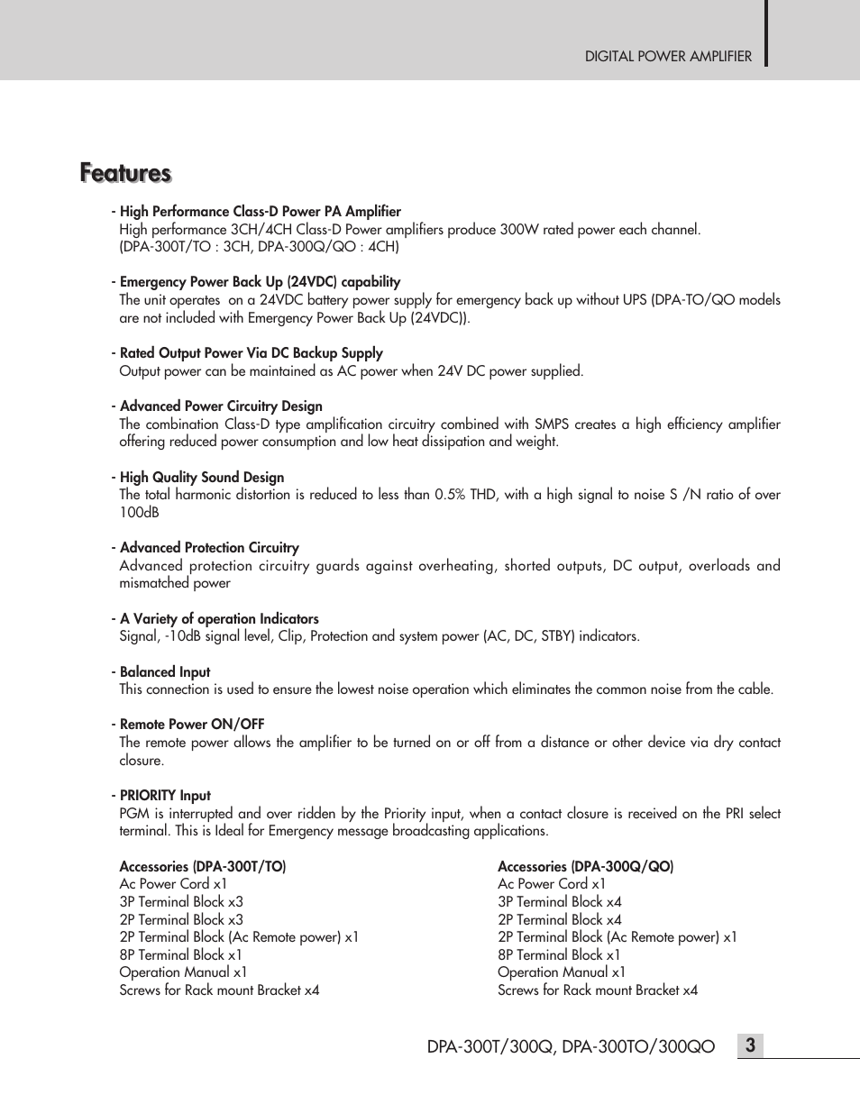Features | Inter-M DPA-300T User Manual | Page 5 / 20