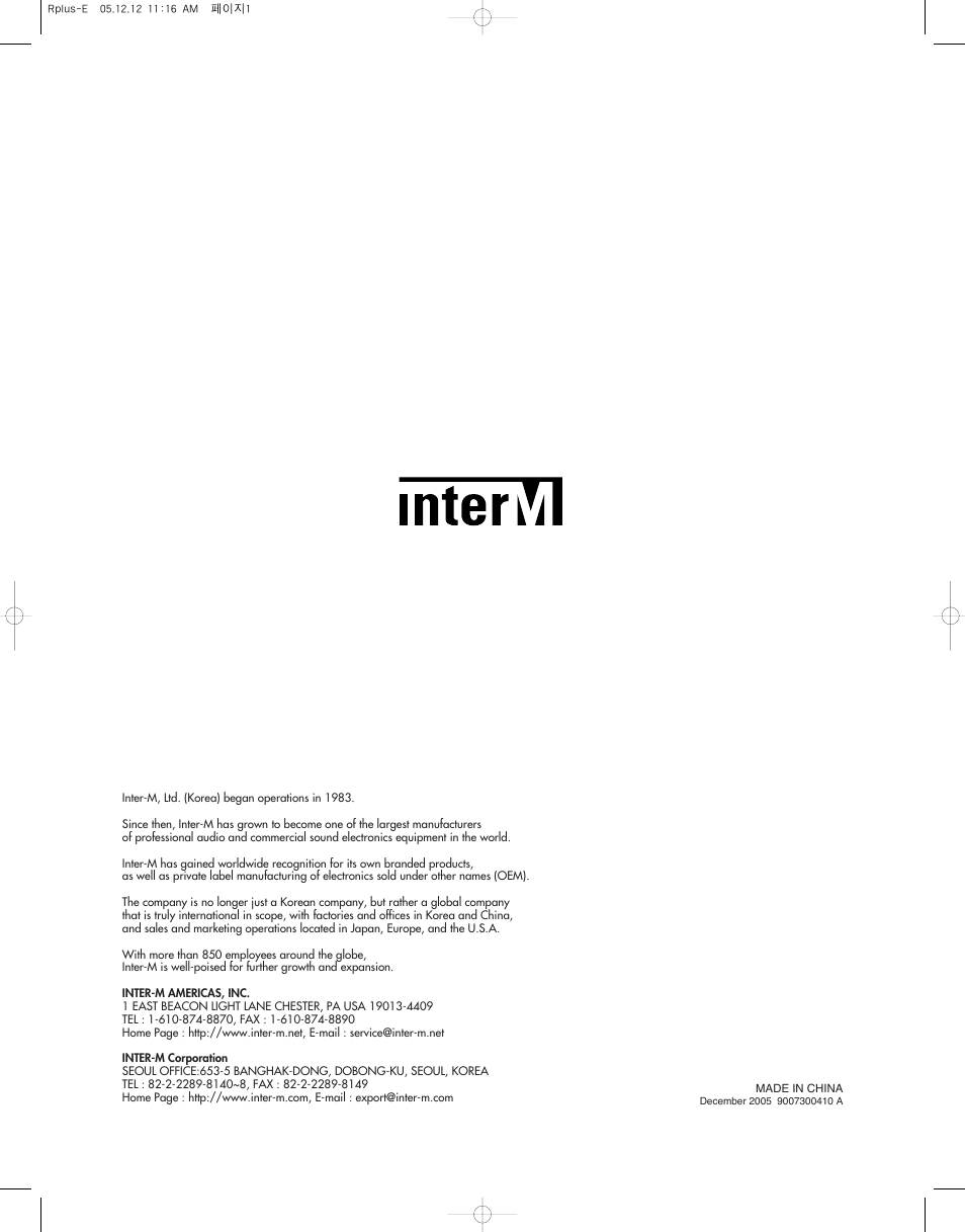 Inter-M R150PLUS User Manual | Page 18 / 18