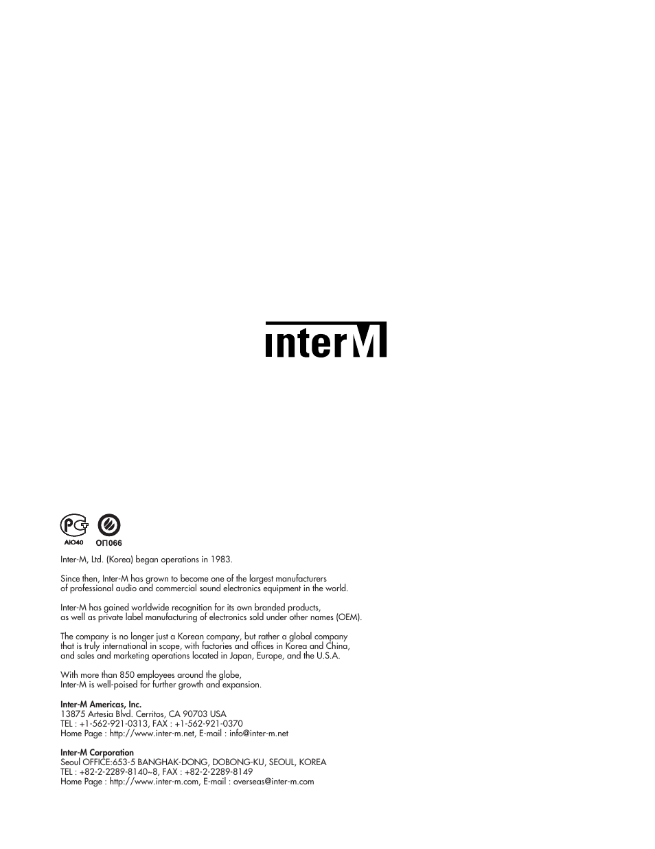 Made in korea | Inter-M MA-106 User Manual | Page 16 / 16