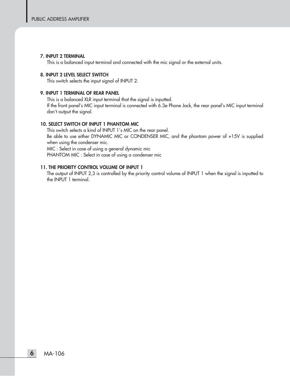 Inter-M MA-106 User Manual | Page 8 / 16