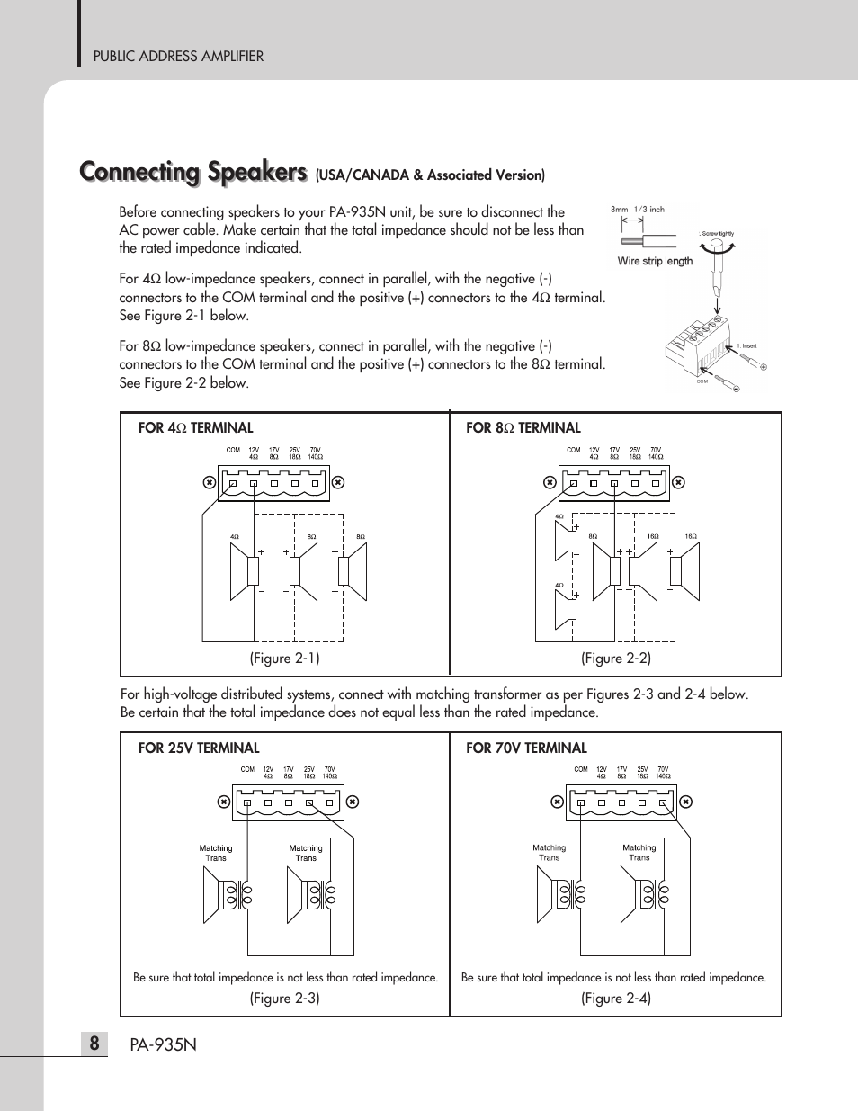 Connecting speakers | Inter-M PA-935N User Manual | Page 10 / 16