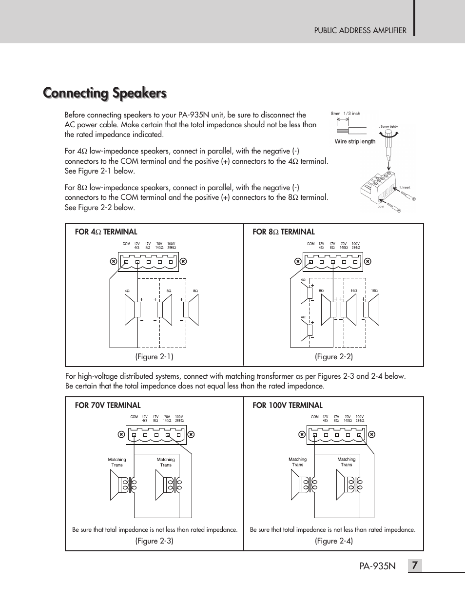 Connecting speakers | Inter-M PA-935N User Manual | Page 9 / 16