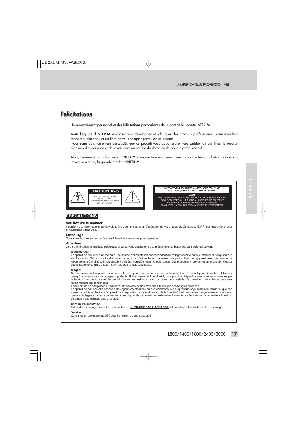 Felicitations | Inter-M L-2400 User Manual | Page 19 / 67