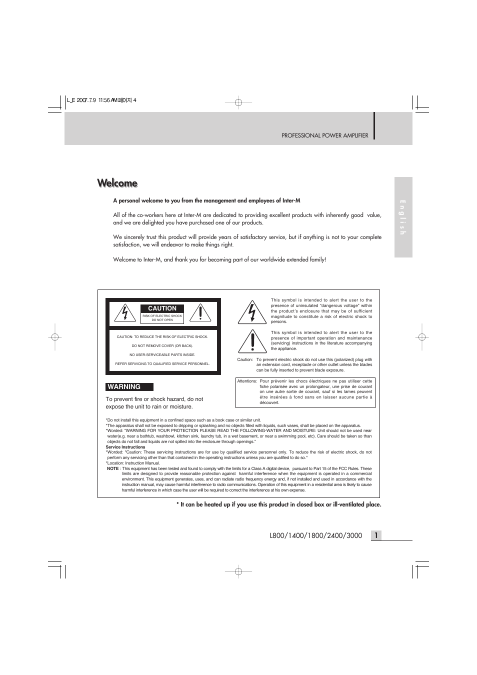 Welcome | Inter-M L-2400 User Manual | Page 3 / 67