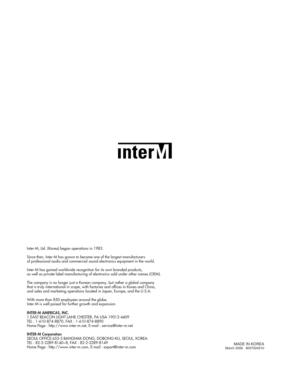 Inter-M PAM-520 User Manual | 19 pages