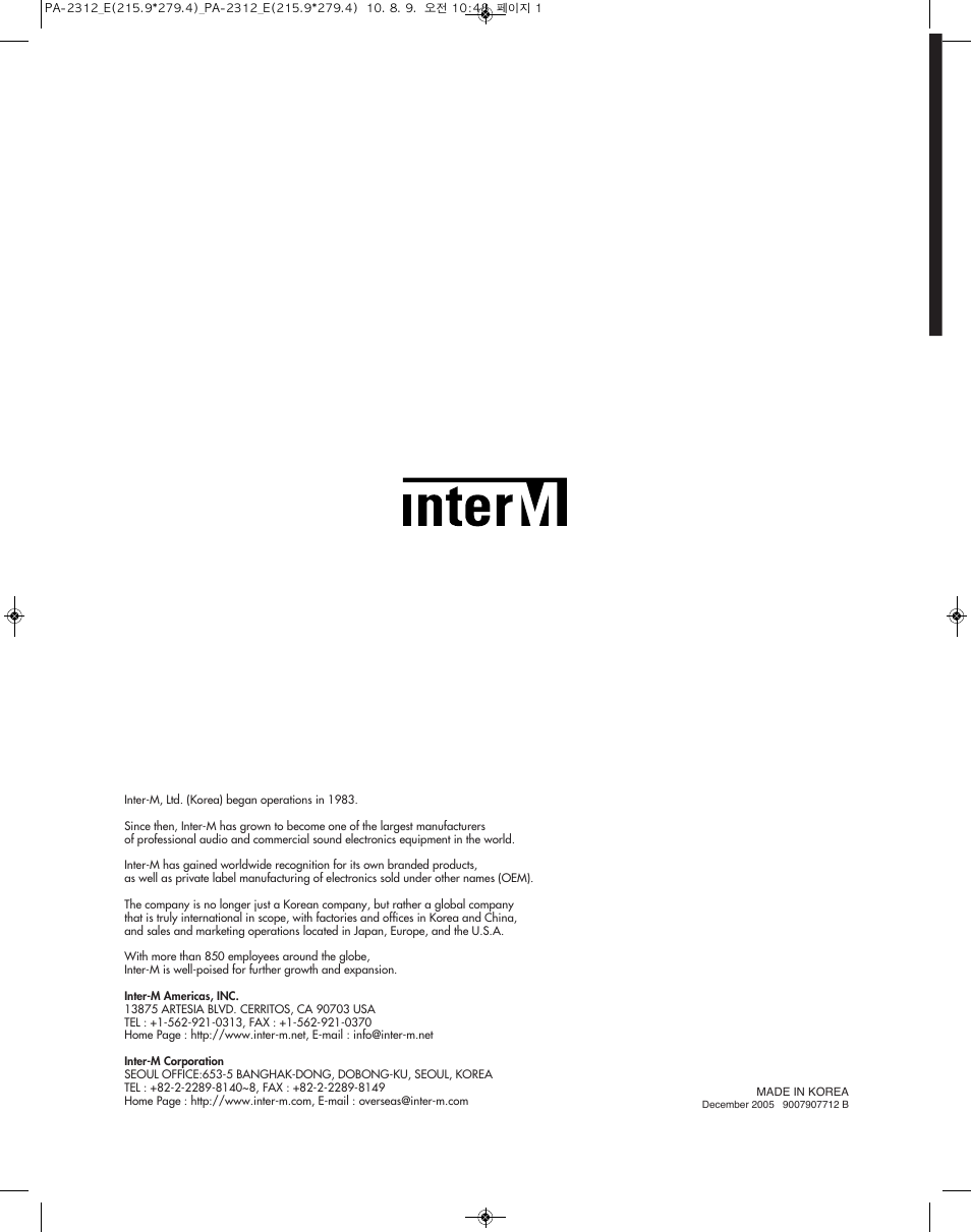 Inter-M PA-2312 User Manual | Page 15 / 15