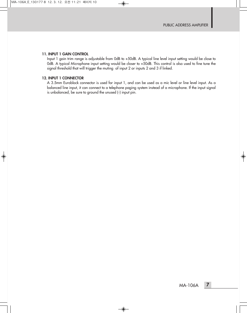 Inter-M MA-106A User Manual | Page 10 / 16