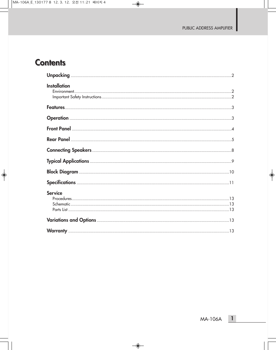 Inter-M MA-106A User Manual | Page 4 / 16