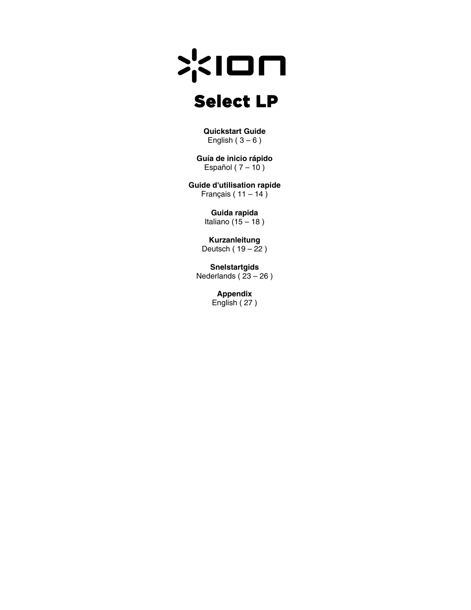 ION Audio Select LP User Manual | 28 pages