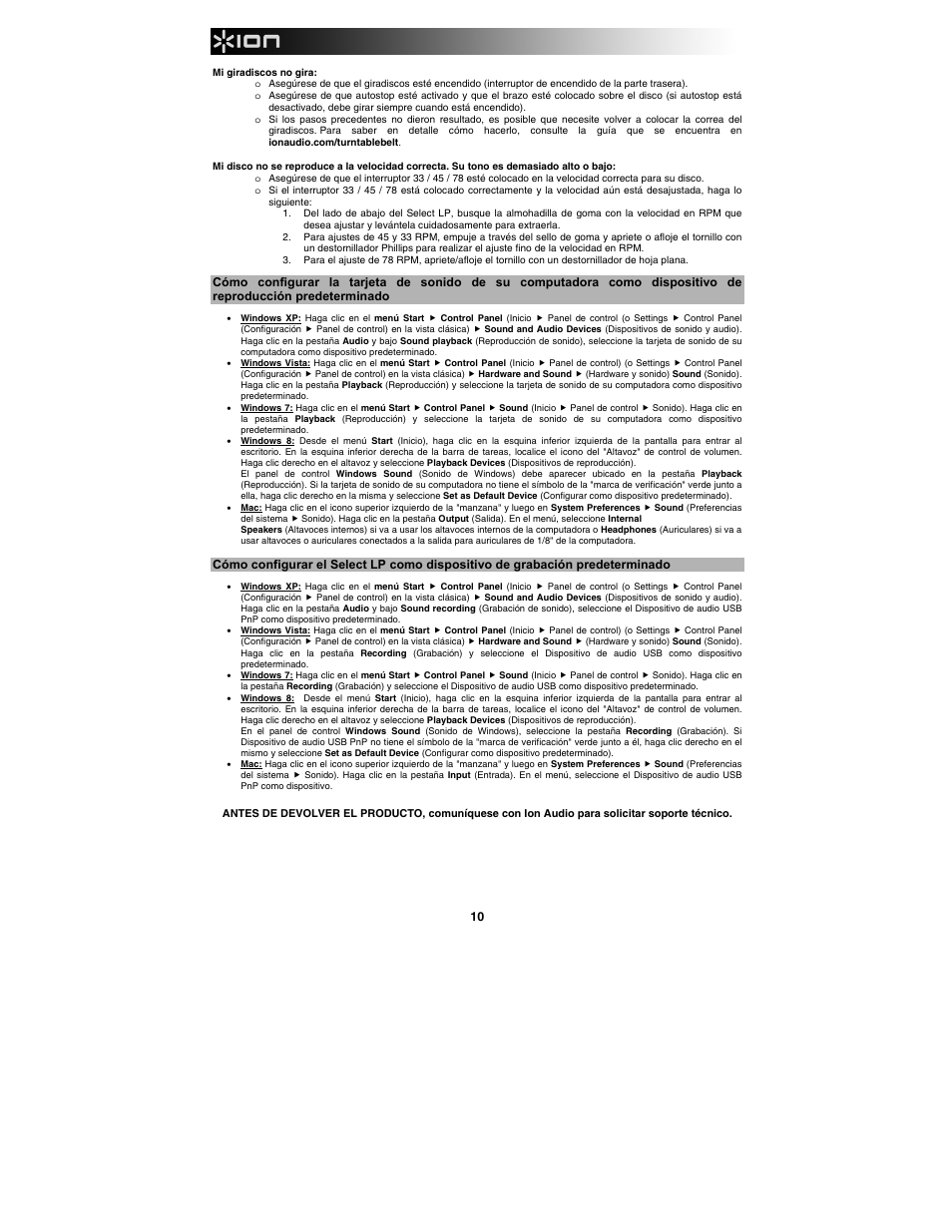 ION Audio Select LP User Manual | Page 10 / 28