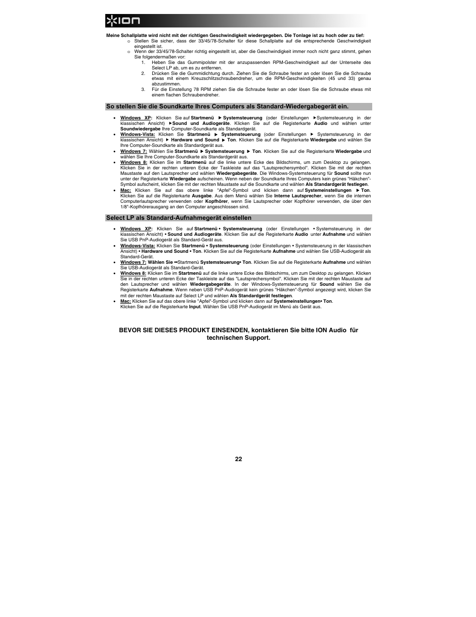 ION Audio Select LP User Manual | Page 22 / 28