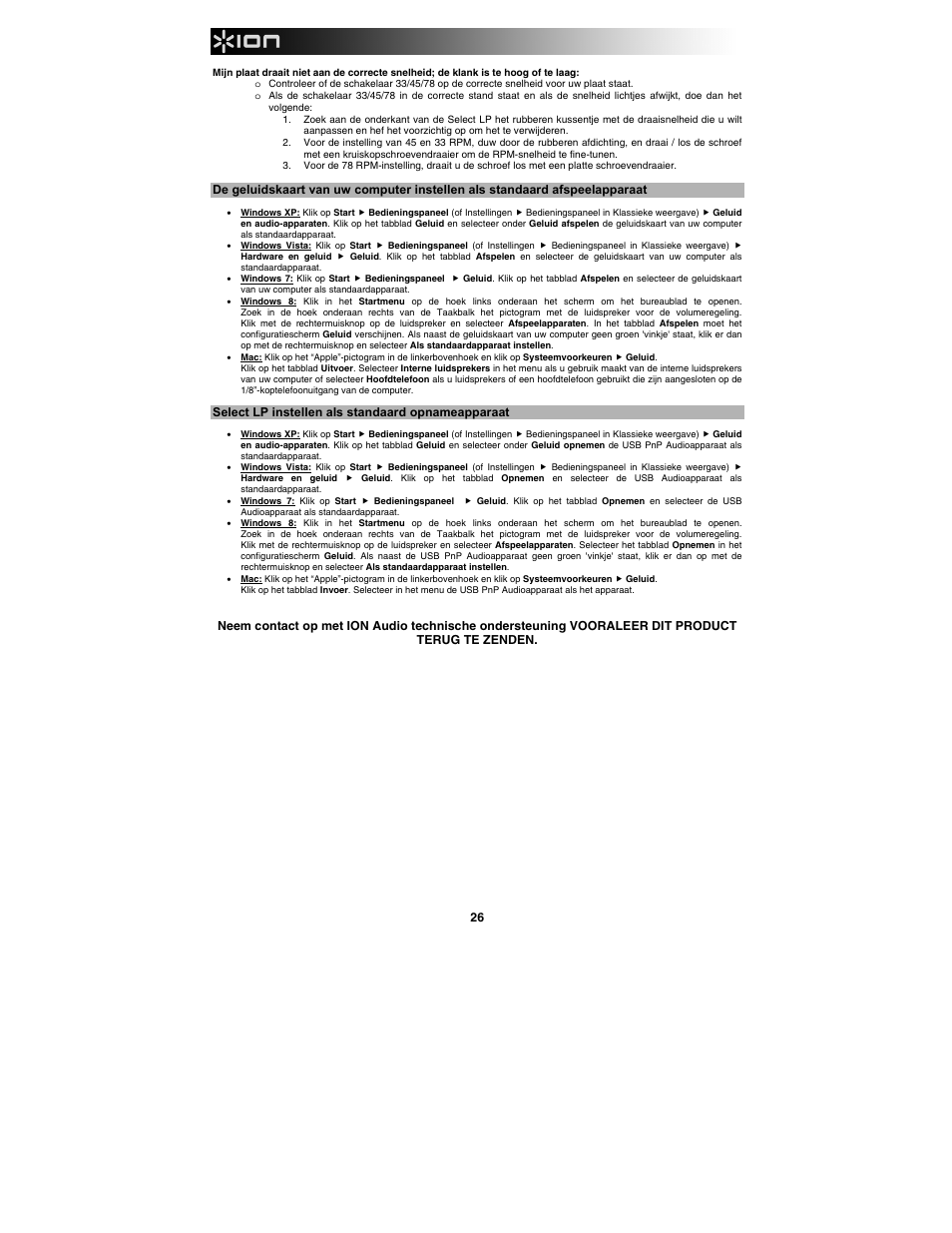 ION Audio Select LP User Manual | Page 26 / 28