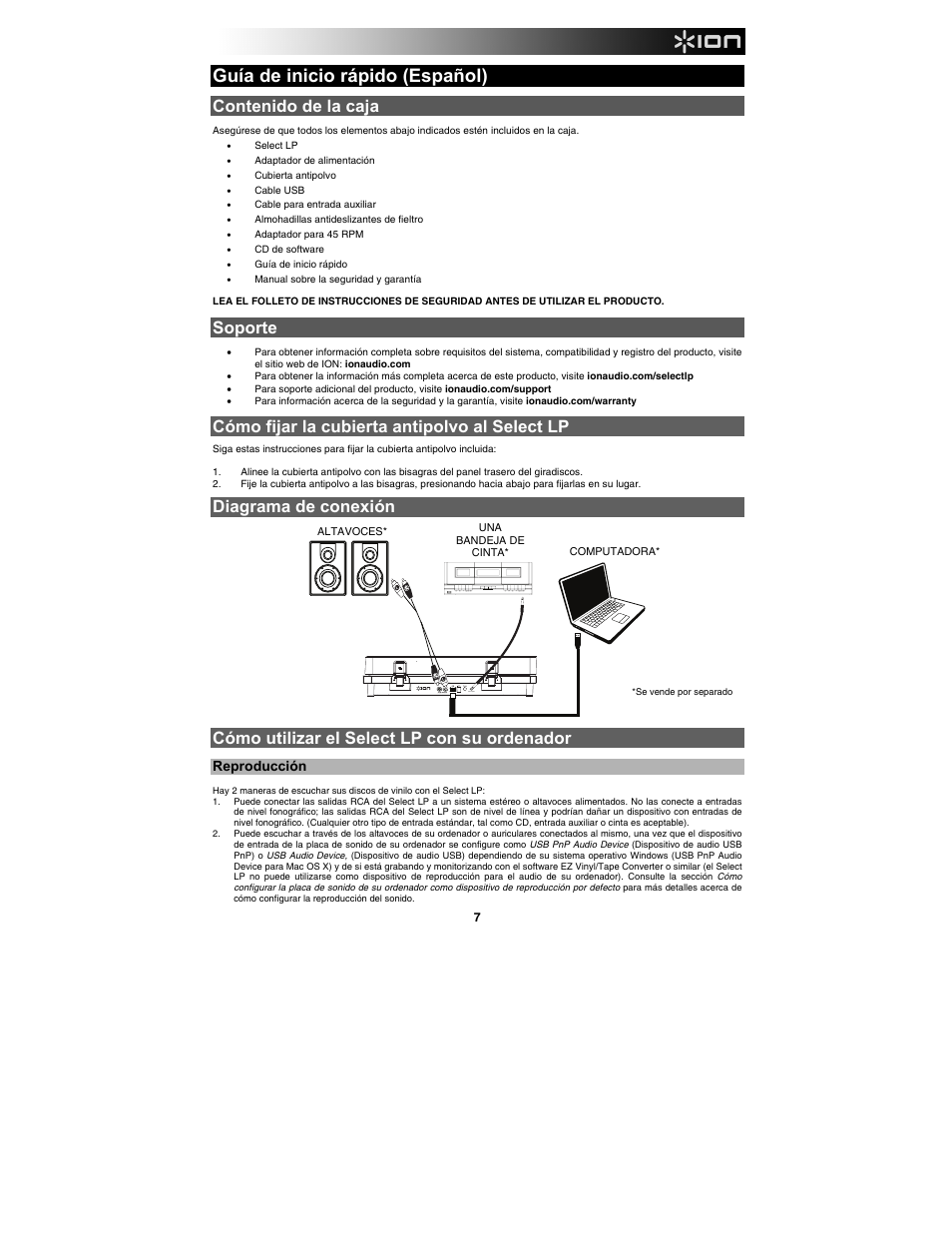 ION Audio Select LP User Manual | Page 7 / 28
