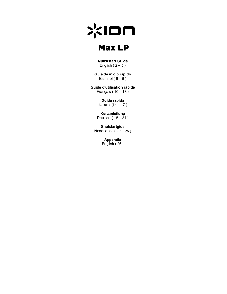 ION Audio Max LP User Manual | 28 pages