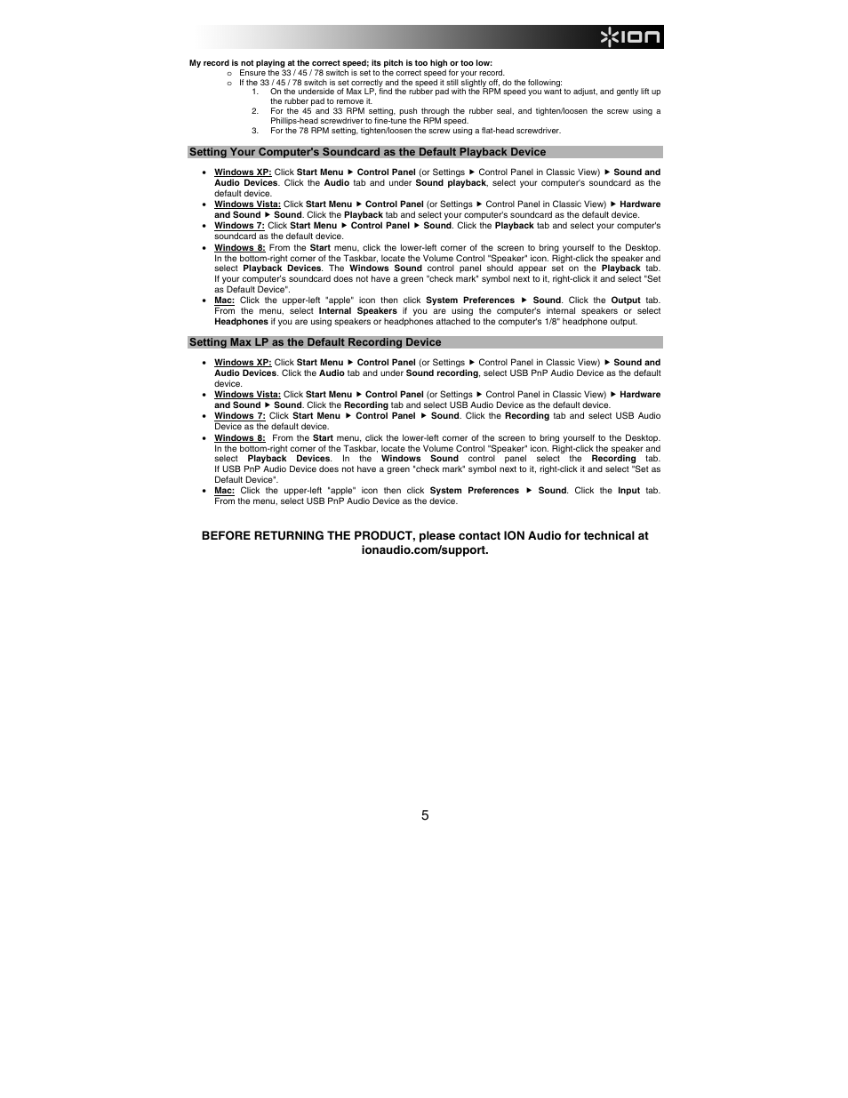 ION Audio Max LP User Manual | Page 5 / 28