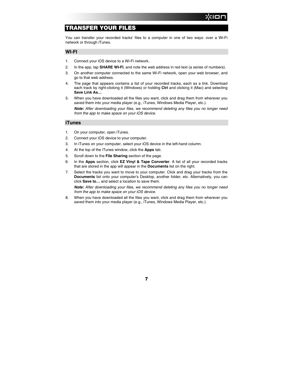 Transfer your files | ION Audio Pure LP User Manual | Page 7 / 12