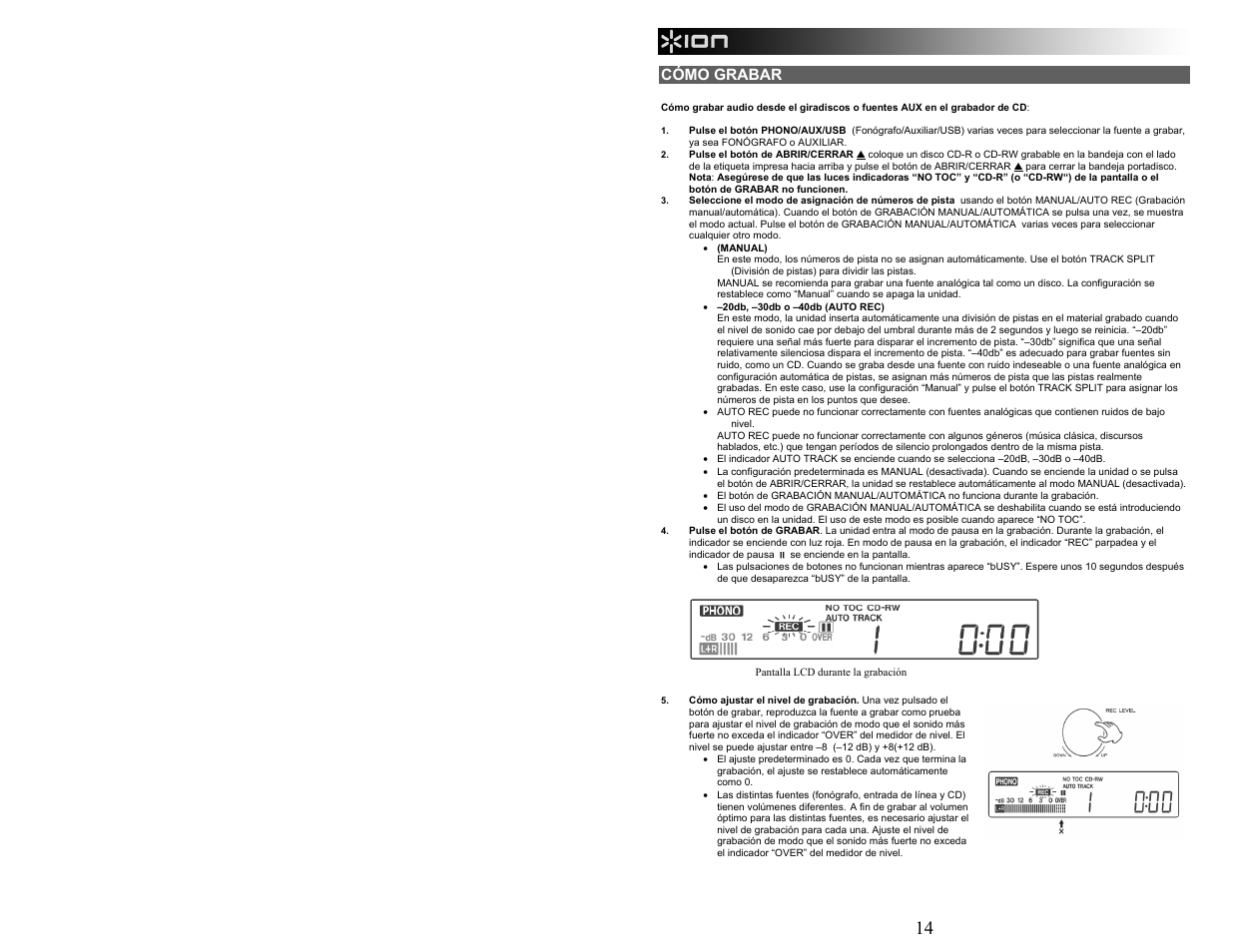Cómo grabar | ION Audio CD Direct User Manual | Page 14 / 48