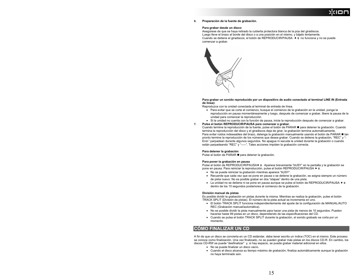 Cómo finalizar un cd | ION Audio CD Direct User Manual | Page 15 / 48