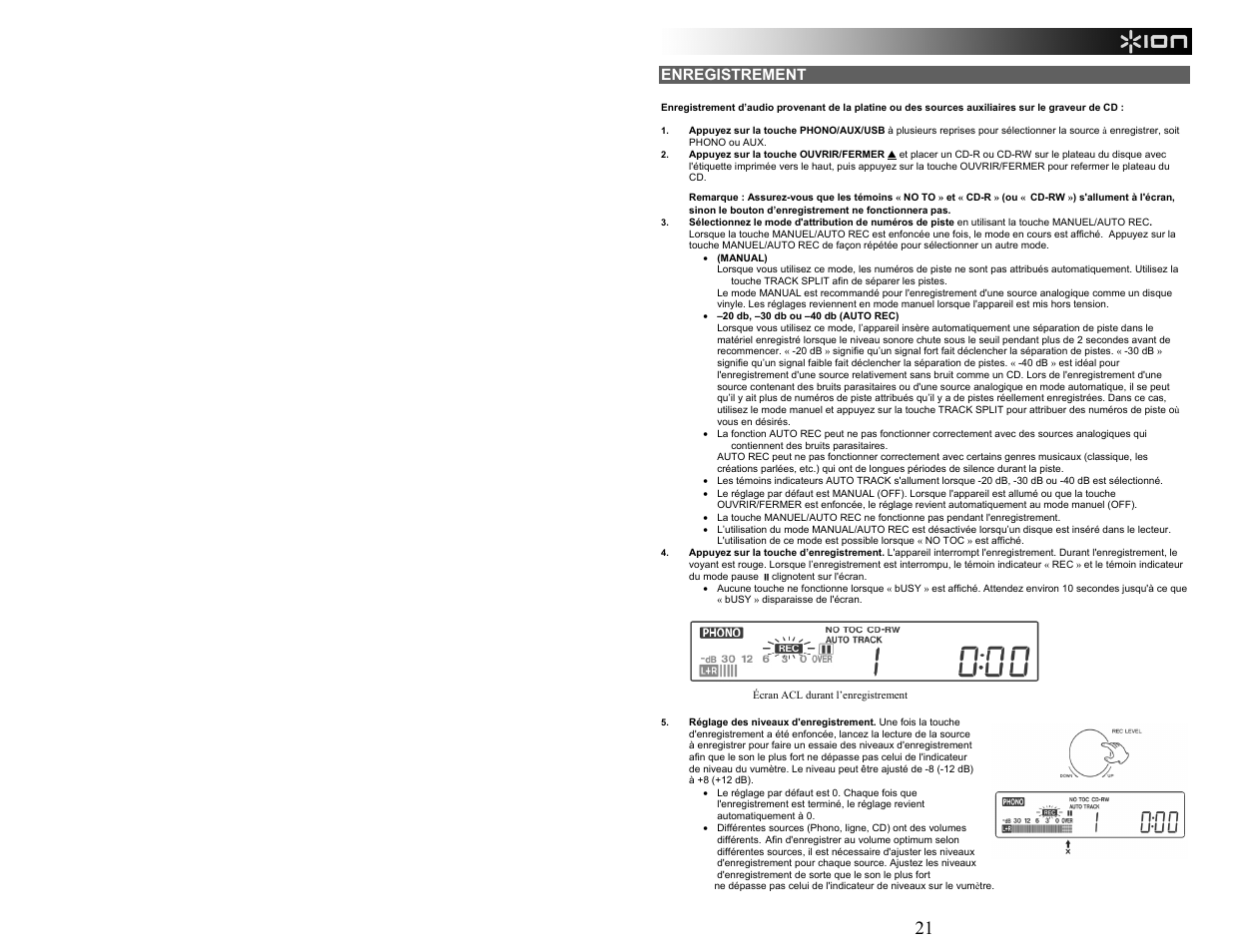 Enregistrement | ION Audio CD Direct User Manual | Page 21 / 48