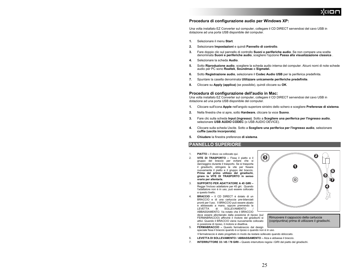 Pannello superiore | ION Audio CD Direct User Manual | Page 25 / 48