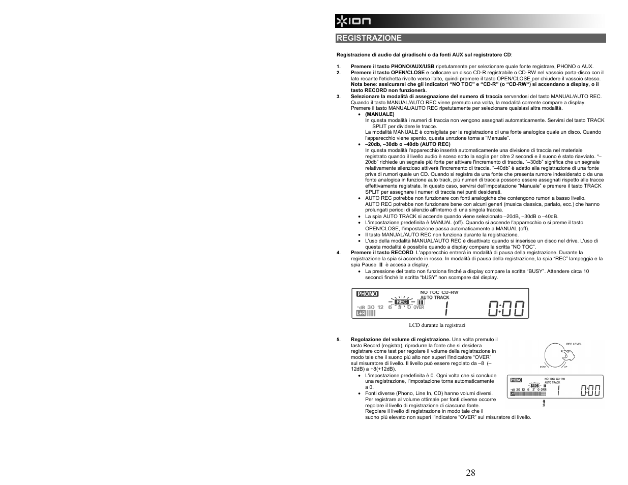 Registrazione | ION Audio CD Direct User Manual | Page 28 / 48