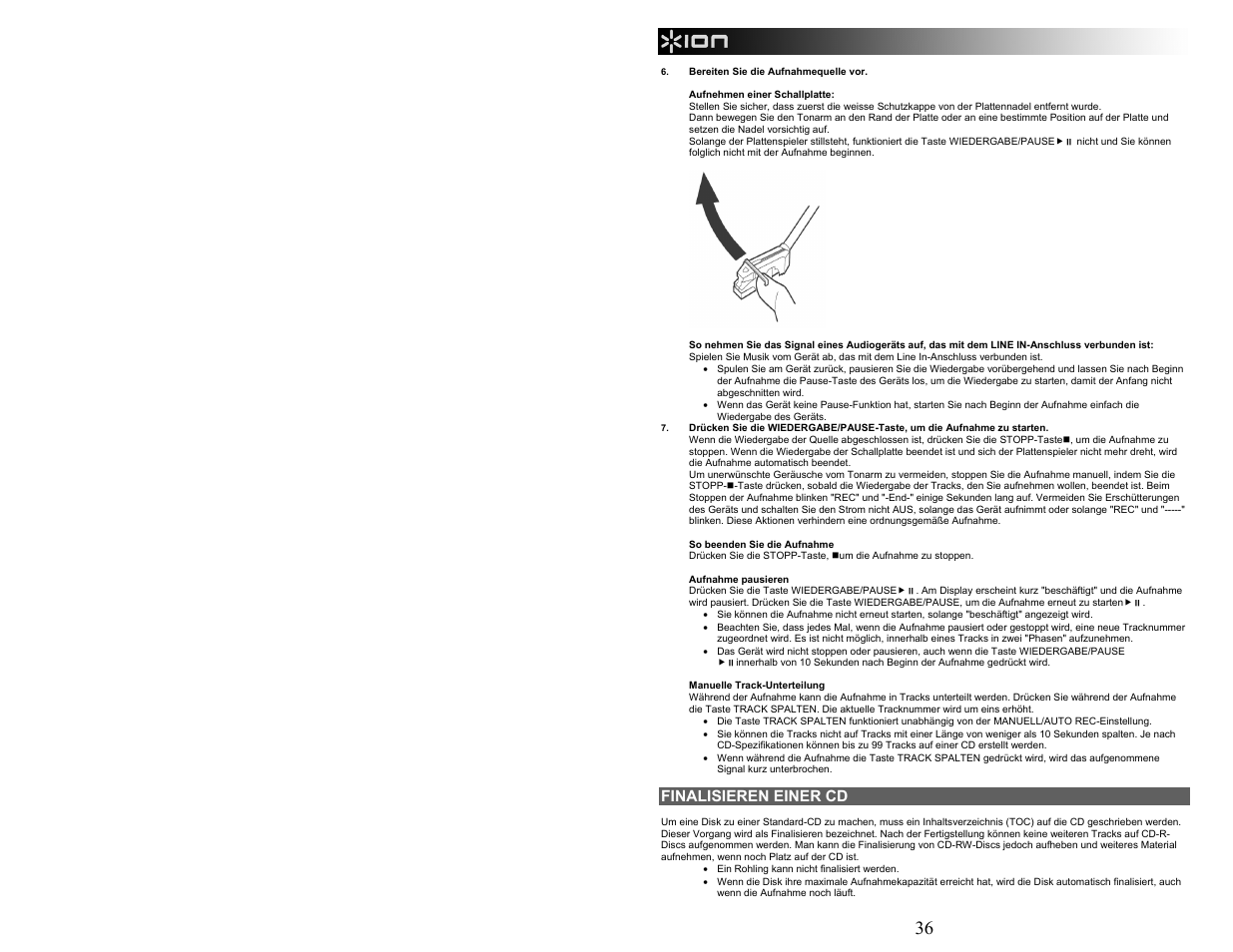 Finalisieren einer cd | ION Audio CD Direct User Manual | Page 36 / 48