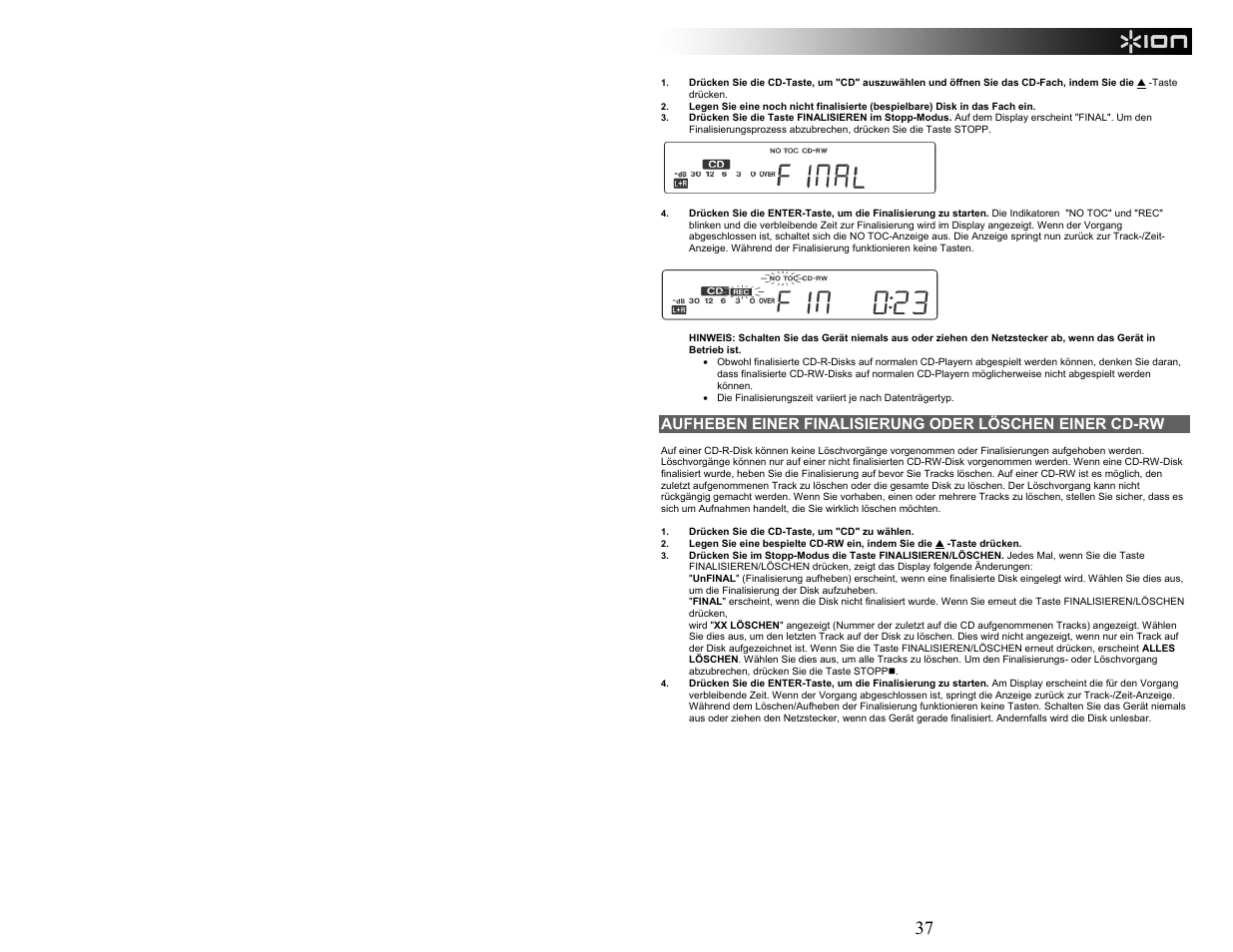 ION Audio CD Direct User Manual | Page 37 / 48