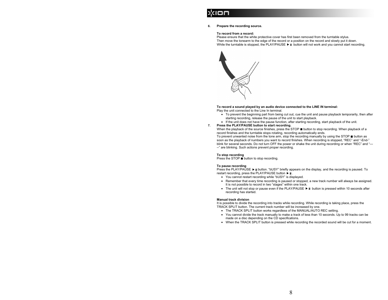 ION Audio CD Direct User Manual | Page 8 / 48