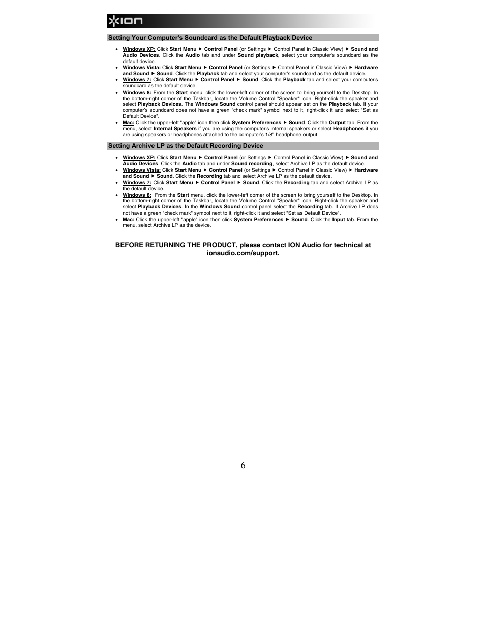 ION Audio Archive LP User Manual | Page 6 / 28