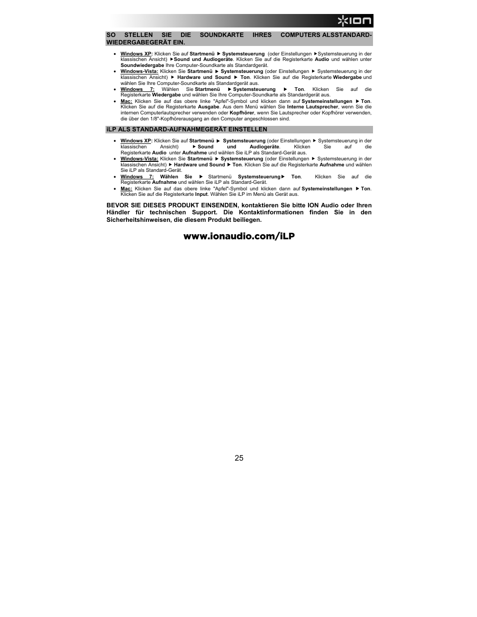 ION Audio iLP User Manual | Page 25 / 32