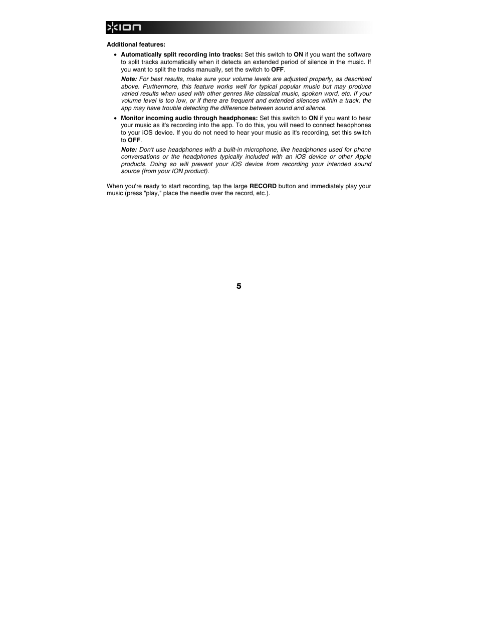 ION Audio iLP User Manual | Page 5 / 16