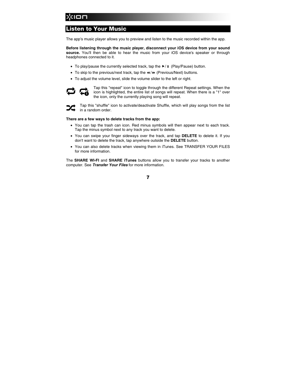 Listen to your music | ION Audio iLP User Manual | Page 7 / 16