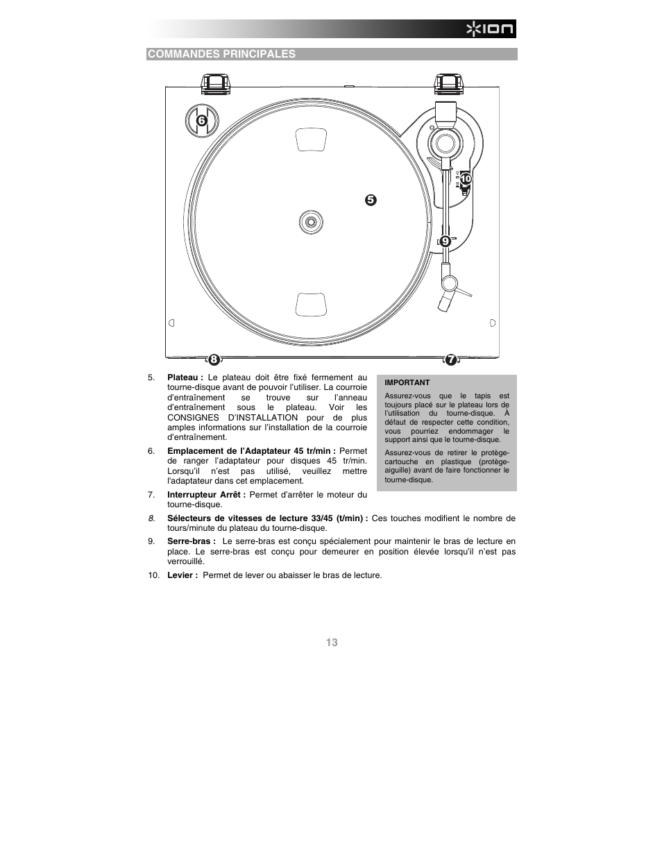Commandes principales | ION Audio Profile Pro User Manual | Page 13 / 28