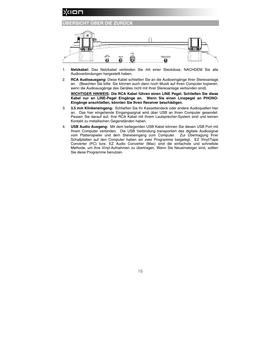 Übersicht über die zurück | ION Audio Profile Pro User Manual | Page 16 / 28