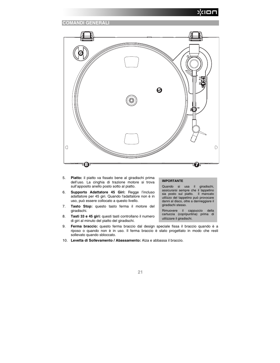 Comandi generali | ION Audio Profile Pro User Manual | Page 21 / 28