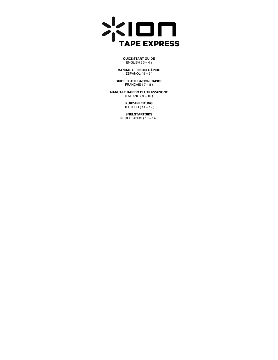 ION Audio Tape Express + User Manual | 16 pages