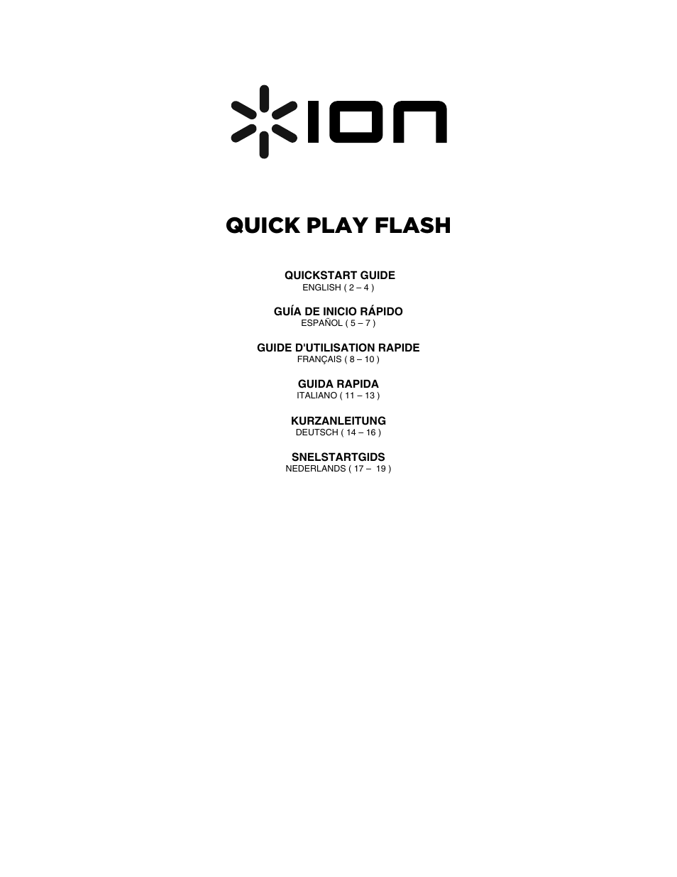 ION Audio Quick Play Flash User Manual | 20 pages