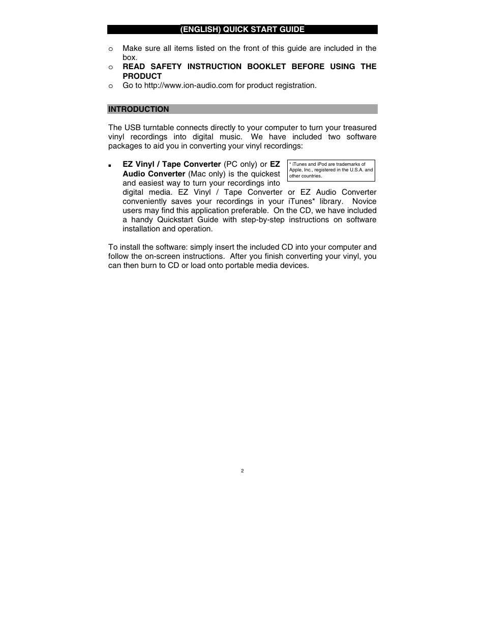 ION Audio TTUSB User Manual | Page 2 / 16