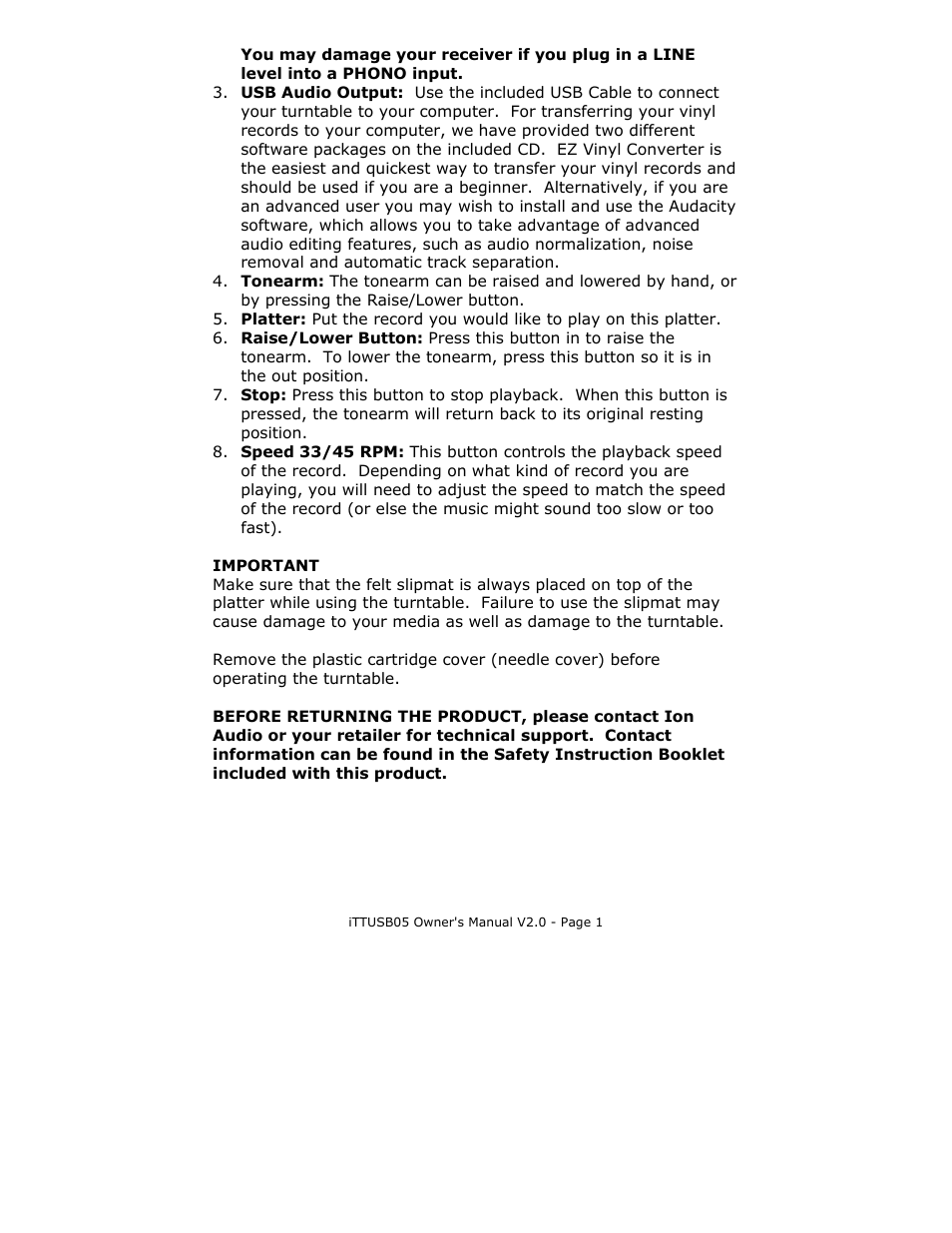 ION Audio TTUSB05 User Manual | Page 3 / 12