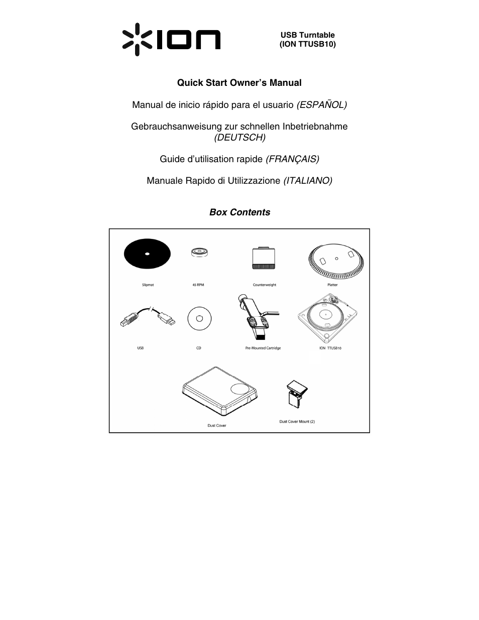 ION Audio TTUSB10 User Manual | 20 pages