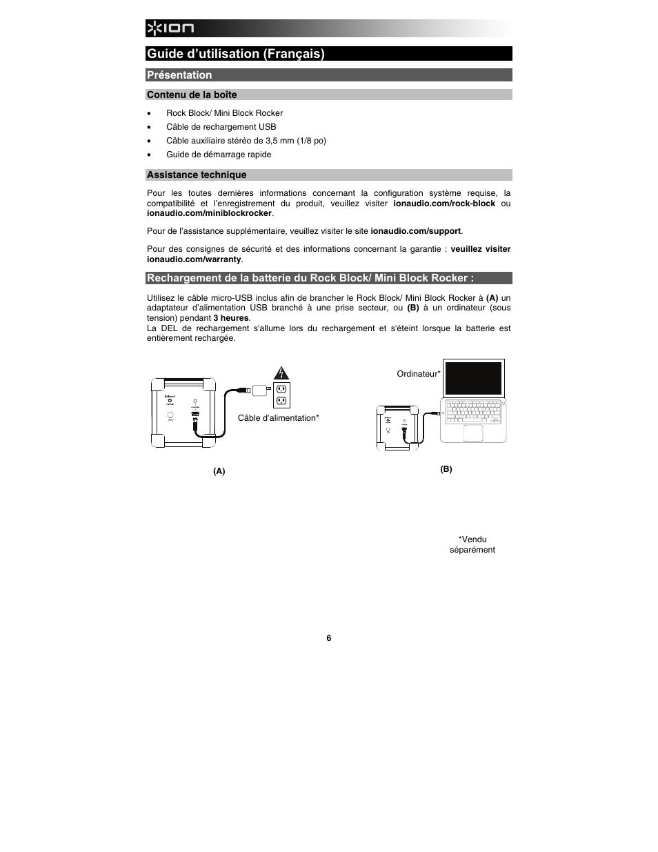 Guide d’utilisation (français) | ION Audio Rock Block User Manual | Page 6 / 19