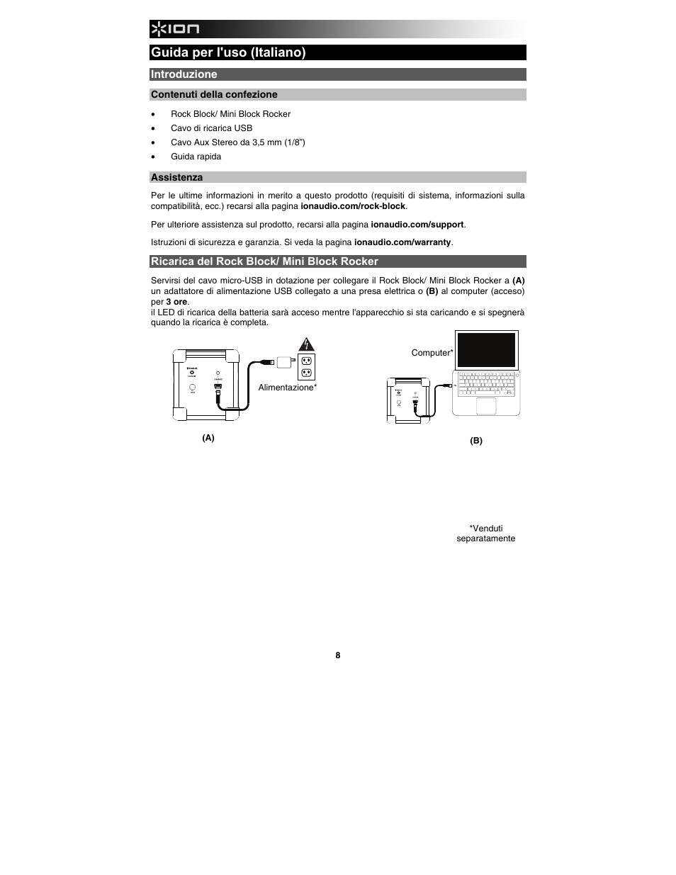 Guida per l'uso (italiano) | ION Audio Rock Block User Manual | Page 8 / 19