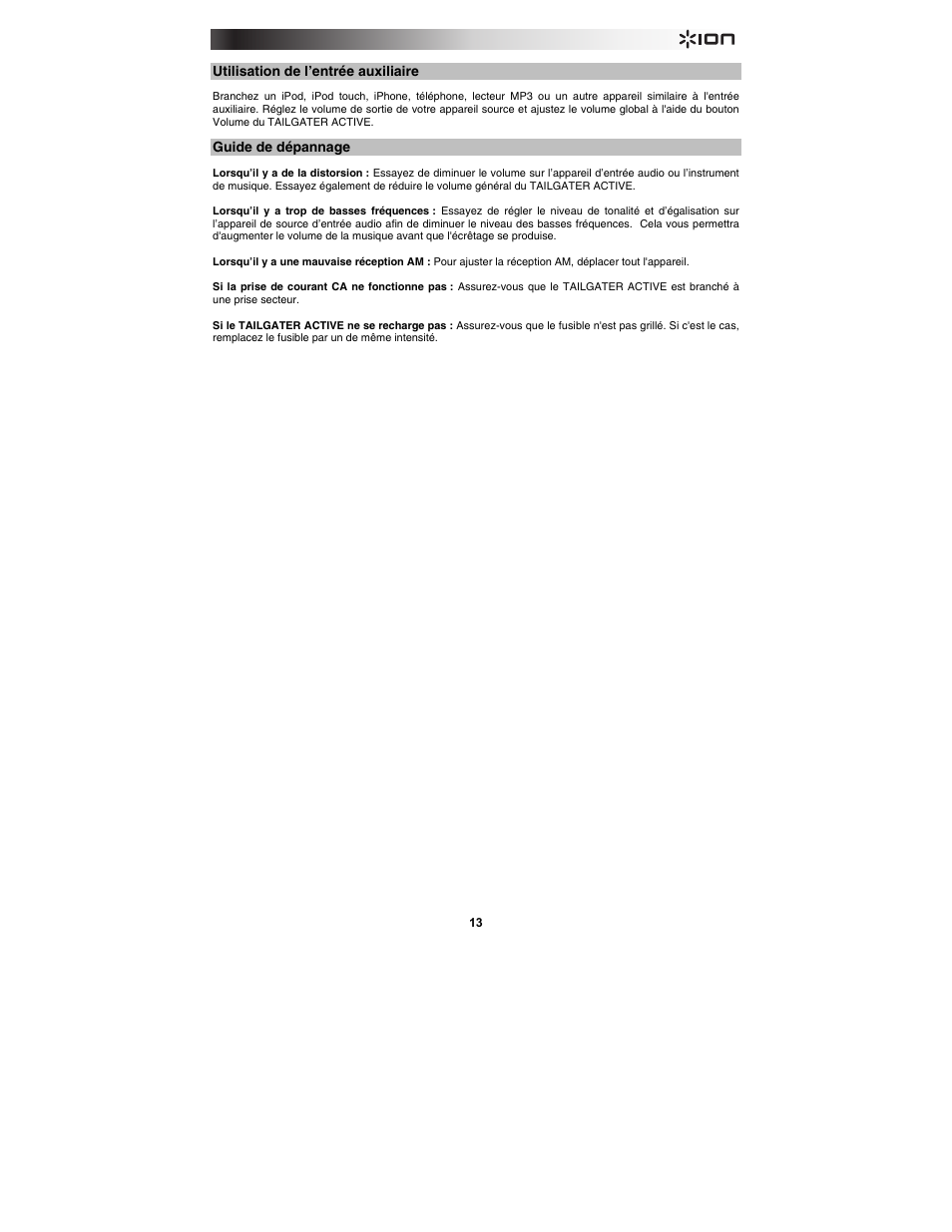 ION Audio Tailgater Active User Manual | Page 13 / 36