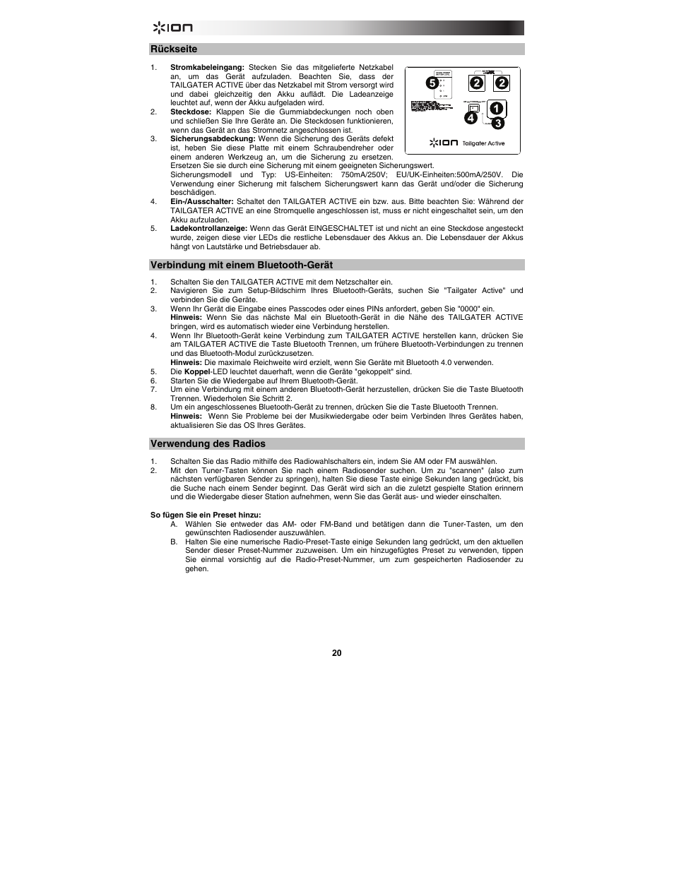 ION Audio Tailgater Active User Manual | Page 20 / 36