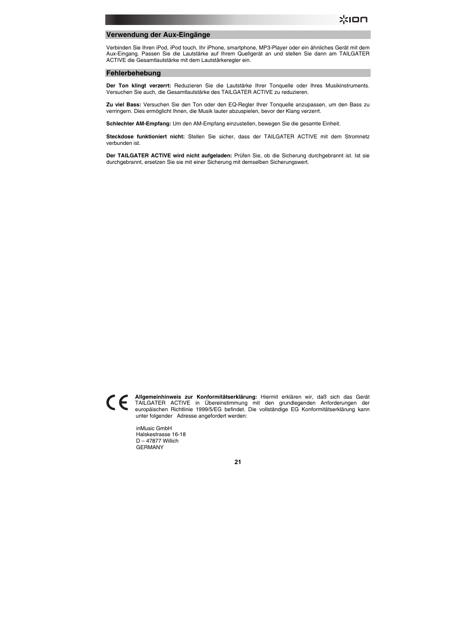 ION Audio Tailgater Active User Manual | Page 21 / 36