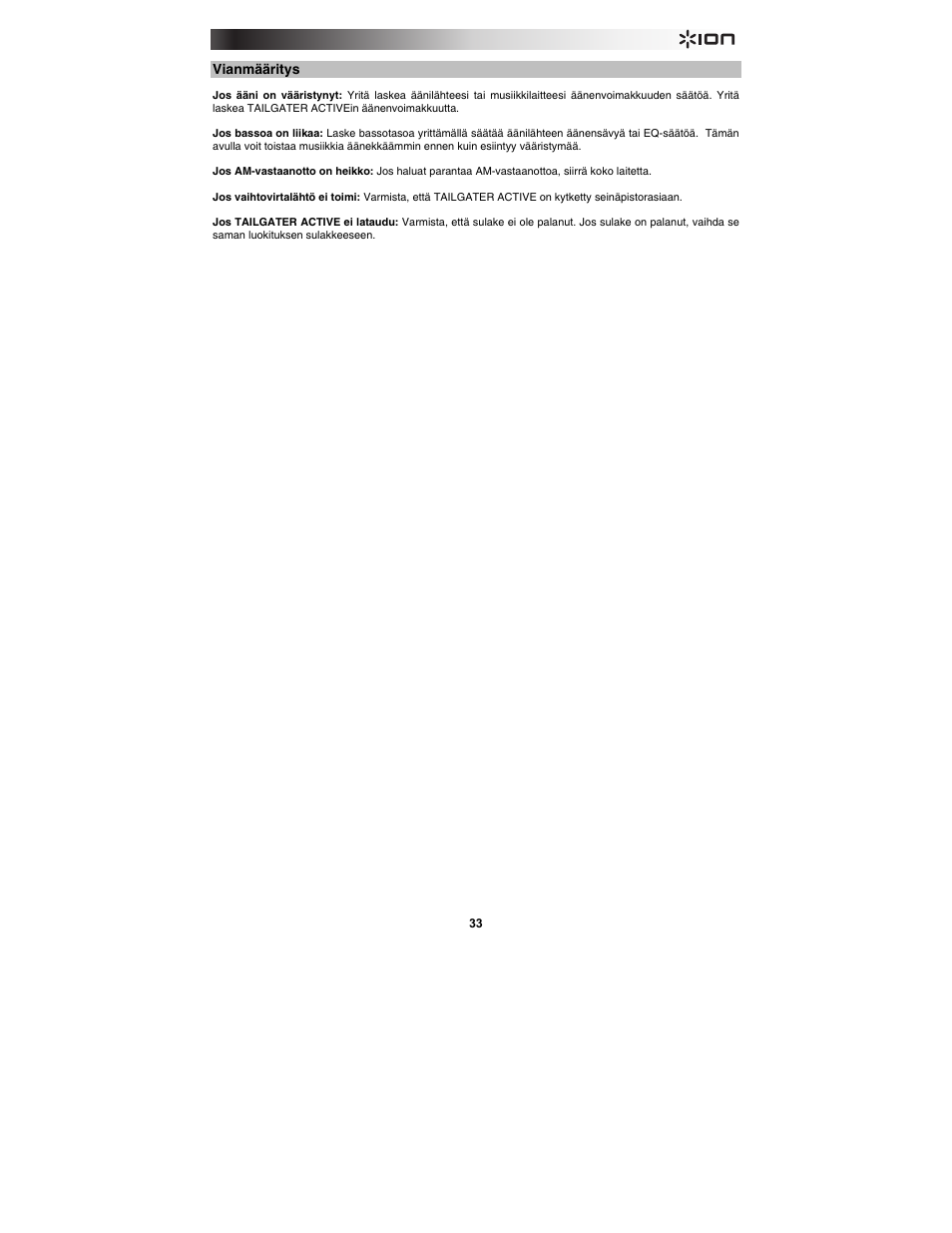 ION Audio Tailgater Active User Manual | Page 33 / 36