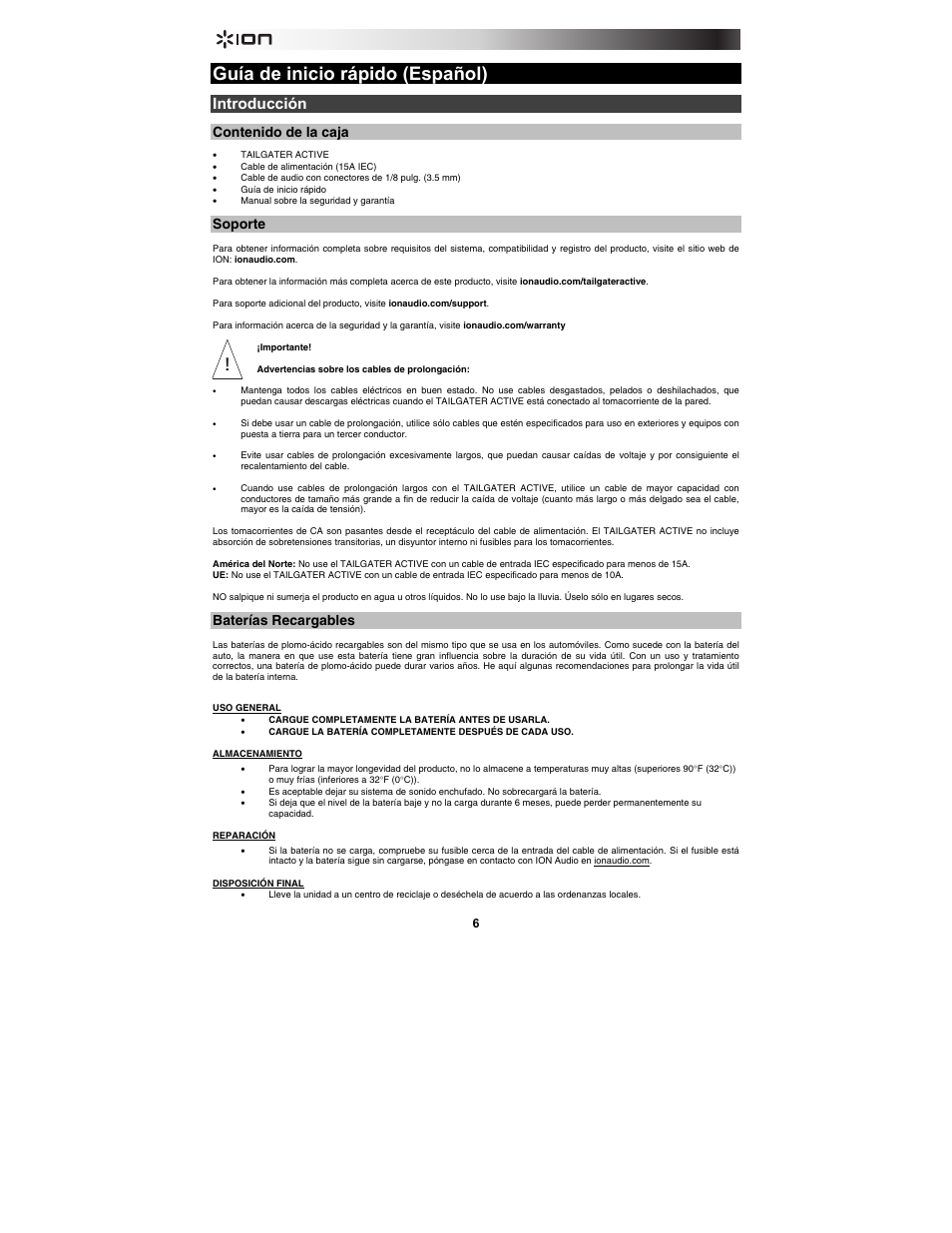 ION Audio Tailgater Active User Manual | Page 6 / 36